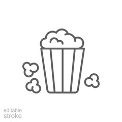 Popcorn icon. Simple outline style. Pop, corn, cinema film food, a box of movie theater popcorn concept. Thin line symbol. Isolated design editable stroke.