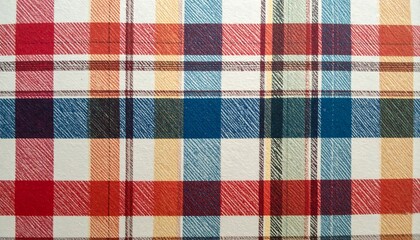 Close-up view of a colorful plaid fabric