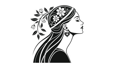 Woman with Floral Hair Design