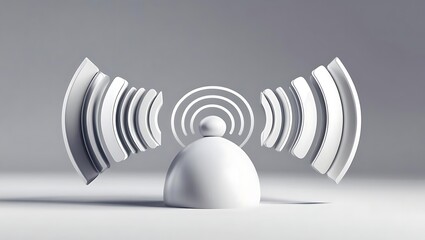 Modern 3D Render Stylized Wireless Signal Emitter Icon for Technology Concept