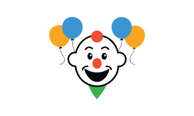 Clown Face with Balloons Vector