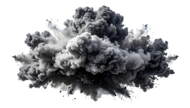 Explosion smoke cloud isolated on transparent background