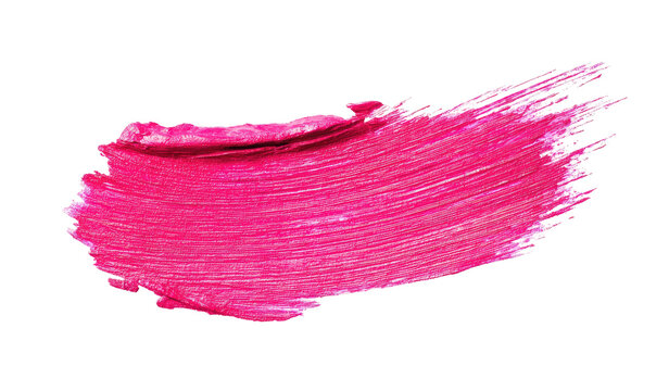 A vibrant pink smear of lipstick or paint