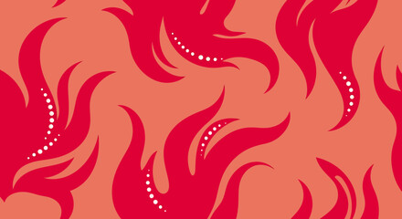 Vibrant red flames pattern against a peach background, creating a dynamic and energetic design.