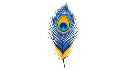 Detailed illustration of a vibrant peacock feather with blue and gold colors.