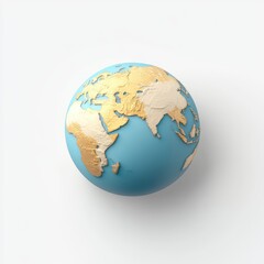Fototapeta premium 3D globe, light blue, gold continents
