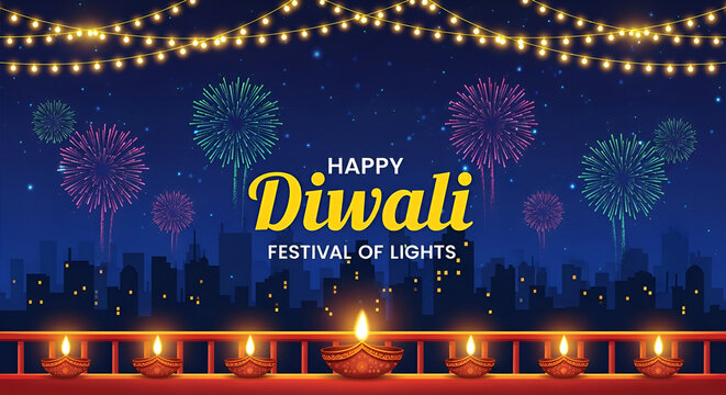 happy diwali festival of lights. creative vector illustration design - Powered by Adobe