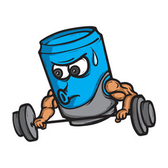 Obraz premium Soda can Weightlifting Cartoon Vector Illustration