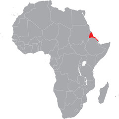 Eritrea on Africa Map Grey High Detailed