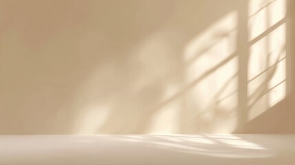 Gentle light beige background with soft window shadow, minimalistic style for product presentation. Ideal for commercial promotions, clean designs, and professional displays.