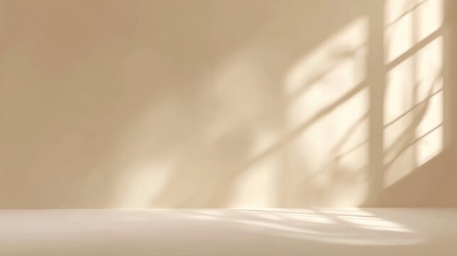 Gentle light beige background with soft window shadow, minimalistic style for product presentation. Ideal for commercial promotions, clean designs, and professional displays.