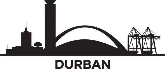 Durban South Africa Skyline Silhouette Cityscape Outline Urban Landscape Vector Illustration