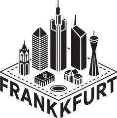 Obraz premium Frankfurt Germany Isomeric Cityscape Design Capital City Skyscrapers Old Town Hall