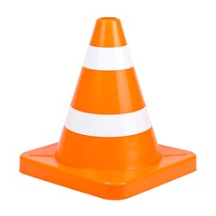Orange traffic cone on white background