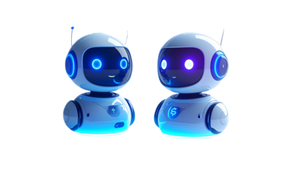 Two types of digital financial assistant set isolated on transparent background