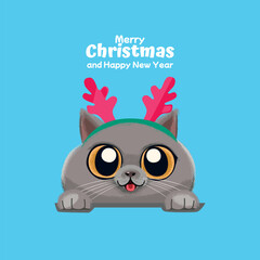 Cute cat xmas illustration