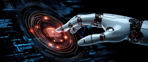 Robotic hand interacts with digital interface