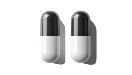 Dual digital pill sensor collection isolated on transparent background