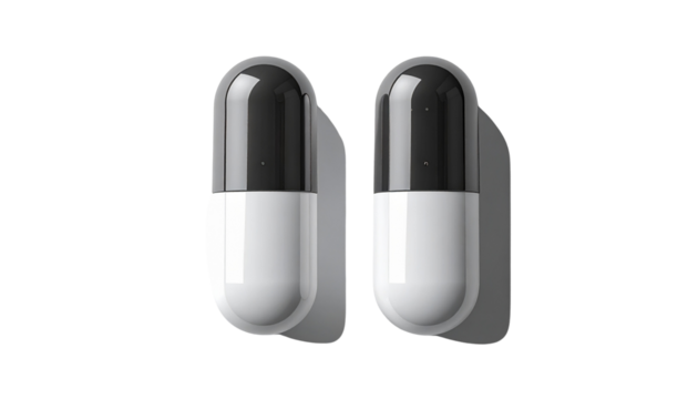 Dual digital pill sensor collection isolated on transparent background