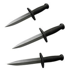 Throwing Knives Isolated on White Background