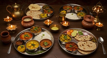 Exquisite Indian food served on a table