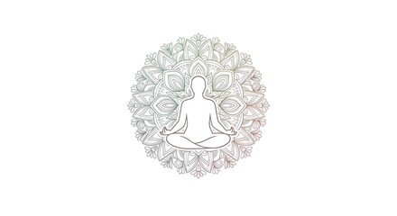 A person meditating surrounded by an intricate mandala design