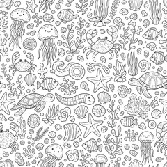 A delightful collection of charming underwater sea creatures and marine life.