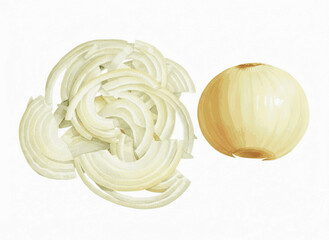 Diced Layers chopped onions isolated watercolor vector illustration svg
