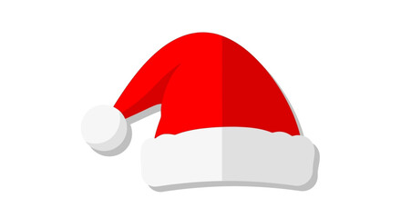 Festive icon of a classic christmas santa hat, isolated on a white backdrop evokes holiday cheer