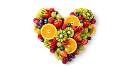 A heart made of a variety of fresh fruits
