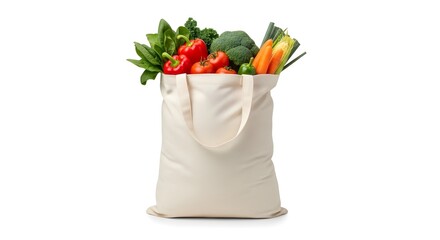 A natural bag full of fresh vegetables