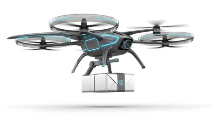 A drone delivering a package
