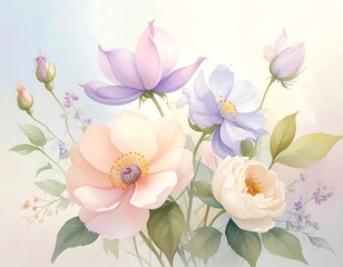 Pastel floral bouquet illustration