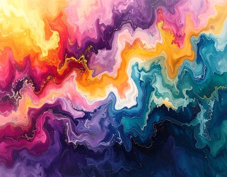 Abstract vibrant fluid art - Powered by Adobe