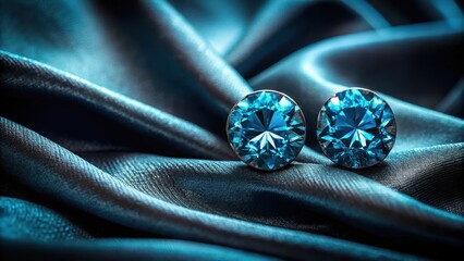 Two brilliant blue diamonds on a dark background