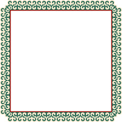 Vector colored square Kazakh national ornament. Ethnic pattern of the peoples of the Great Steppe,