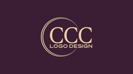 Elegant CCC circular monogram logo design with golden typography, suitable for luxury brands, fashion boutiques, jewelry businesses, and professional branding identity.