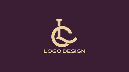 Bold LC monogram logo design in beige with creative circular letter style, suitable for professional business branding, modern corporate identity, and unique company logos.