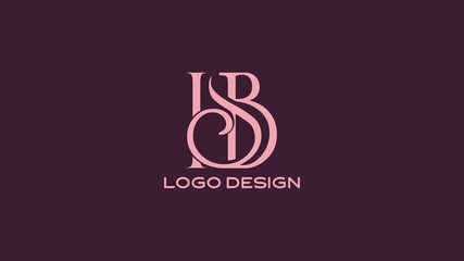 Stylish HB monogram logo design in pink with artistic overlapping letters, ideal for beauty salons, boutique branding, personal initials, and professional company identity.