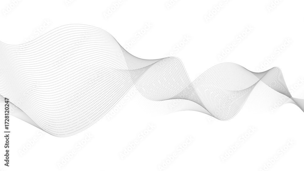 Aufkleber abstract vector composition of wave lines on transparent background, abstract black wavy lines backg
