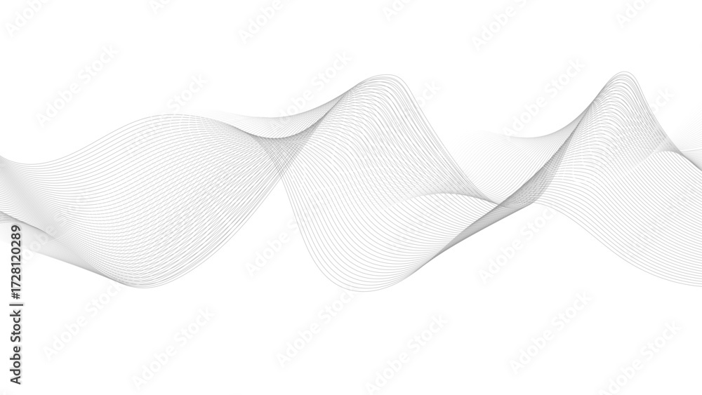 Aufkleber abstract vector composition of wave lines on transparent background, abstract black wavy lines backg