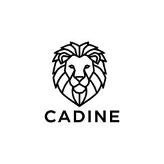 A minimalist geometric logo featuring a stylized lion's head with a prominent mane, accompanied by the word 