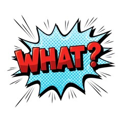 Fototapeta premium Comic book style what question mark burst speech bubble graphic isolated on white background