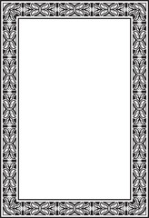Obraz premium Vector square european black monochrome ornament. Rectangular pattern, circle, ring of the Middle Ages. Revival border. Decorations of palaces and churches.