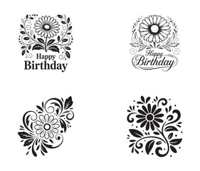 Decorative Plant Silhouette Bundle. Nature and Blossom Clipart