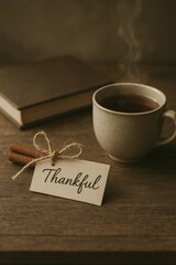 Steaming Tea and Thankful Tag: Cozy Morning Gratitude and Cinnamon Spice