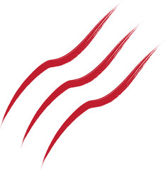 Red claw marks on a white background.