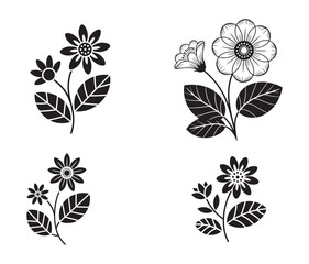 Vintage Floral Vector Art. Garden and Wildflower Silhouettes
