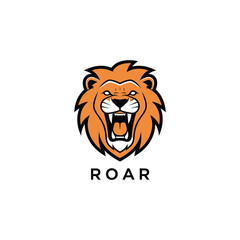 Fierce lion head logo with open mouth and visible teeth, conveying power and aggression, with the word 