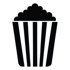 Popcorn Icon in Black and White – Cinema Snack Vector Illustration